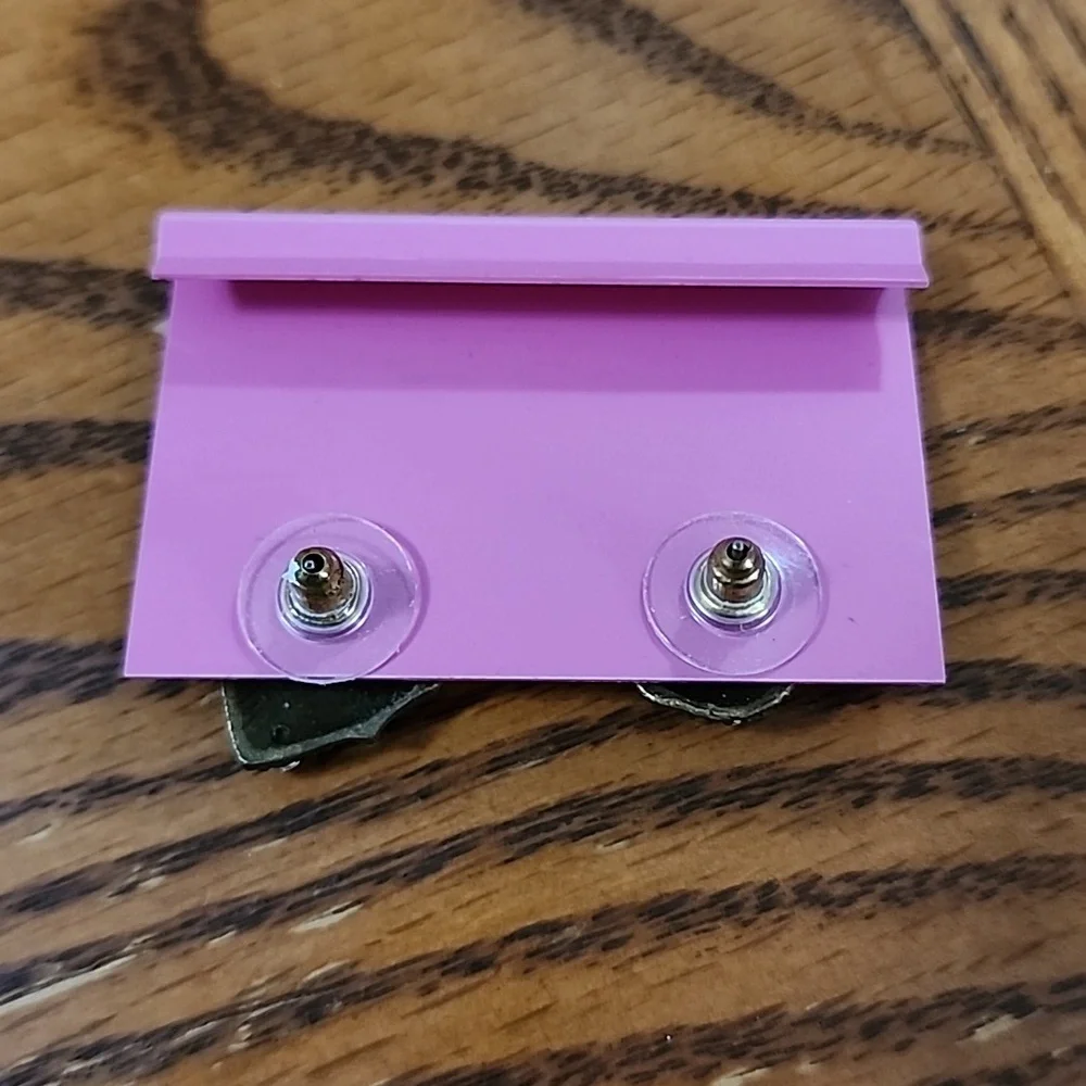 Betsey Johnson Pink Gemstone Heart Earrings - Picture 6 of 6